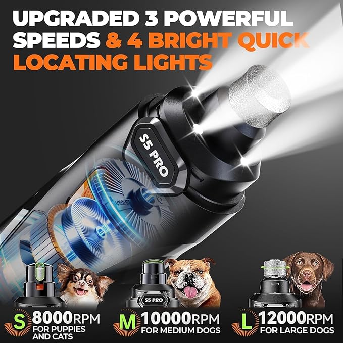 Quiet Electric Dog Nail Grinder — Rechargeable Nail Trimmer