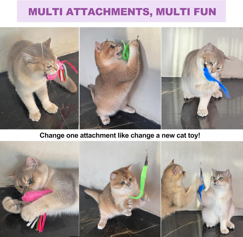 Feather Wand Cat Teaser Toy — Retractable 100cm Wand