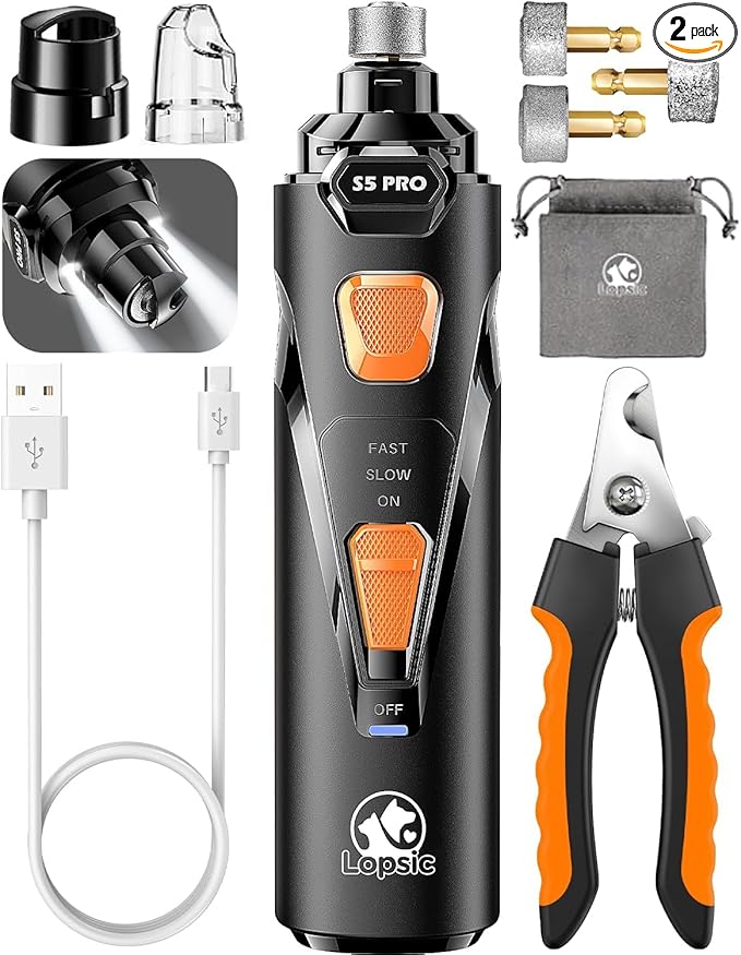 Quiet Electric Dog Nail Grinder — Rechargeable Nail Trimmer
