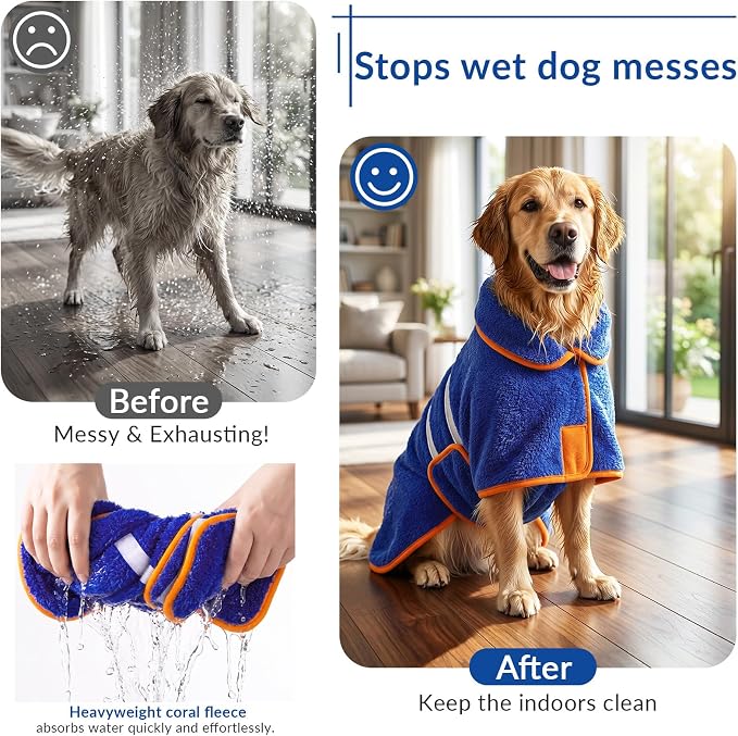 Dog Bathrobe & Microfiber Drying Towel Coat