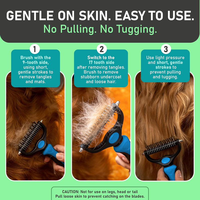 Professional Double-Sided Deshedding Brush for Dogs & Cats