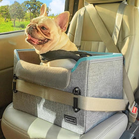 Dog Car Booster Seat — Safety Buckle, Elevated View LUSHYLIFE
