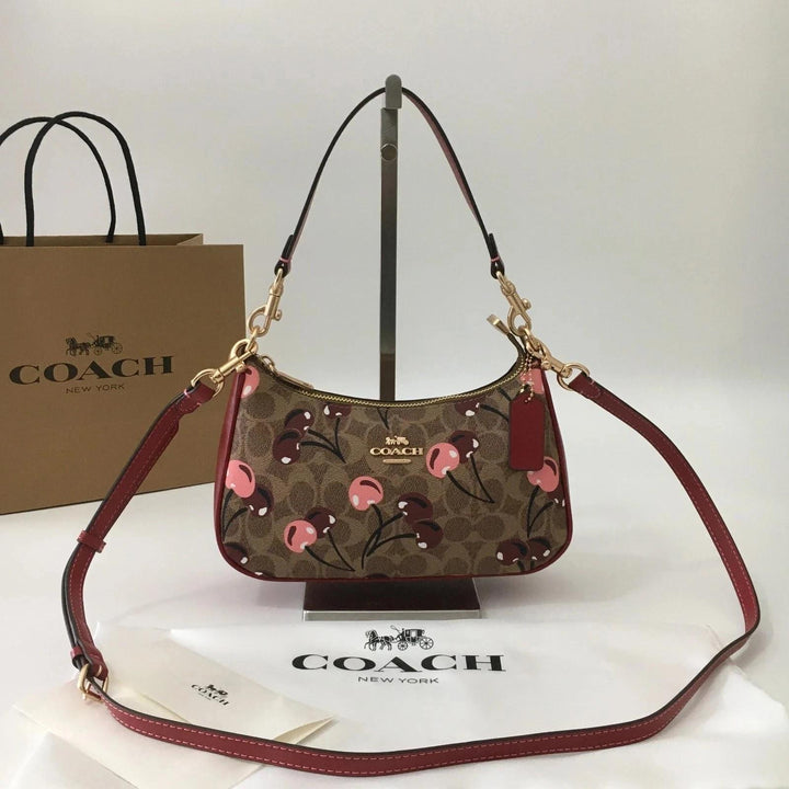 Coach Teri Shoulder Bag In Signature Canvas Silver /Sand/Taupe CV933