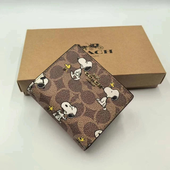 Coach X Peanuts Mini Skinny ID Case Signature Canvas W/Snoopy Print CBT14